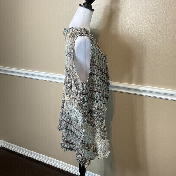 BKE Women Gray Open Front Cardigan SZ L Knit Tunic Sweater Raw Edge Bohemian U3 - Picture 7 of 12